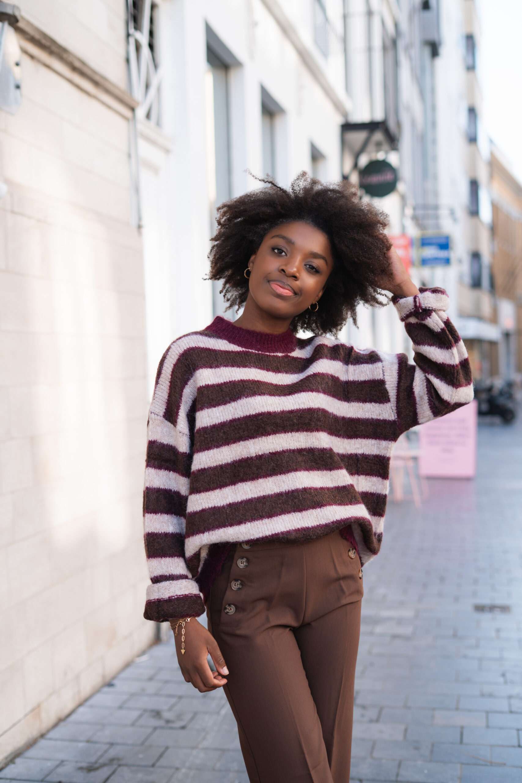 Cézanne striped burgundy/pink